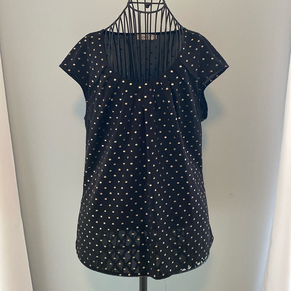 Silver and gold polka dot cap sleeve blouse